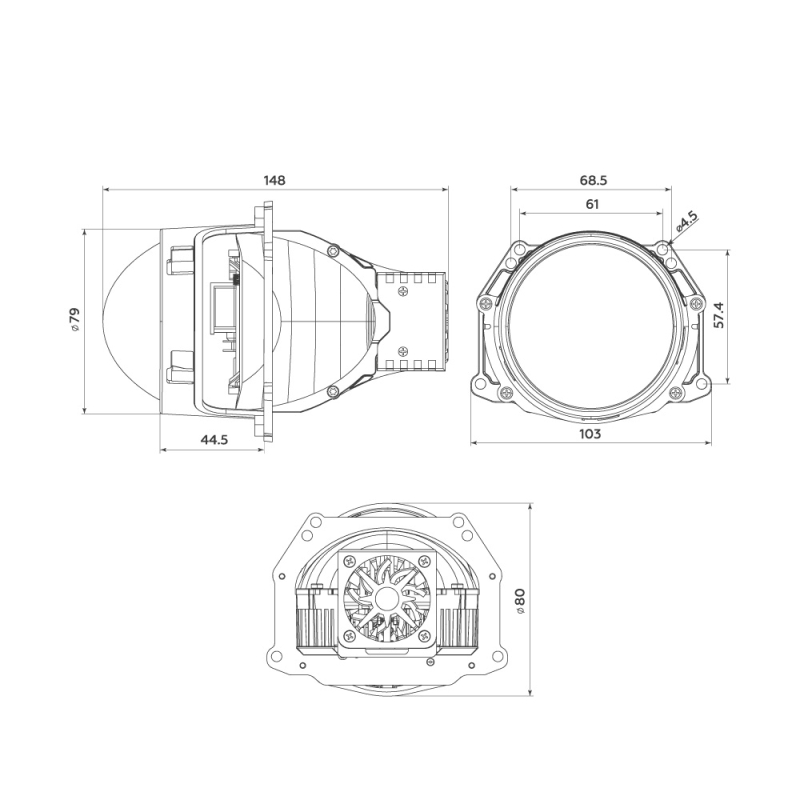 Светодиодные модули MTF Light линзованные Bi-LED серия CYBER LIGHT, 12В, ближ/дальний 57/67Вт, 6000К, 3 Светодиодные модули MTF Light линзованные Bi-LED серия CYBER LIGHT, 12В, ближ/дальний 57/67Вт, 6000К, 3", 2шт.