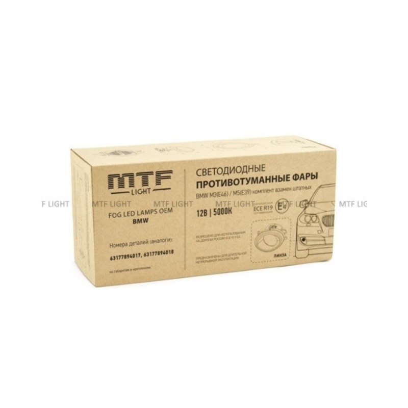 Фары противотуманные светодиодные автомобильные MTF Light БМВ M3, M5, линза, 12В, 10Вт, ЕСЕ R19, E4, компл.