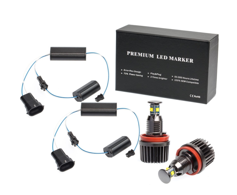 Светодиодный маркер BMW Angel Eyes Optima Premium H8, 40W, 1800Lm, 5100K, 12V (CREE XT‑E*4LED, компл. 2 шт)