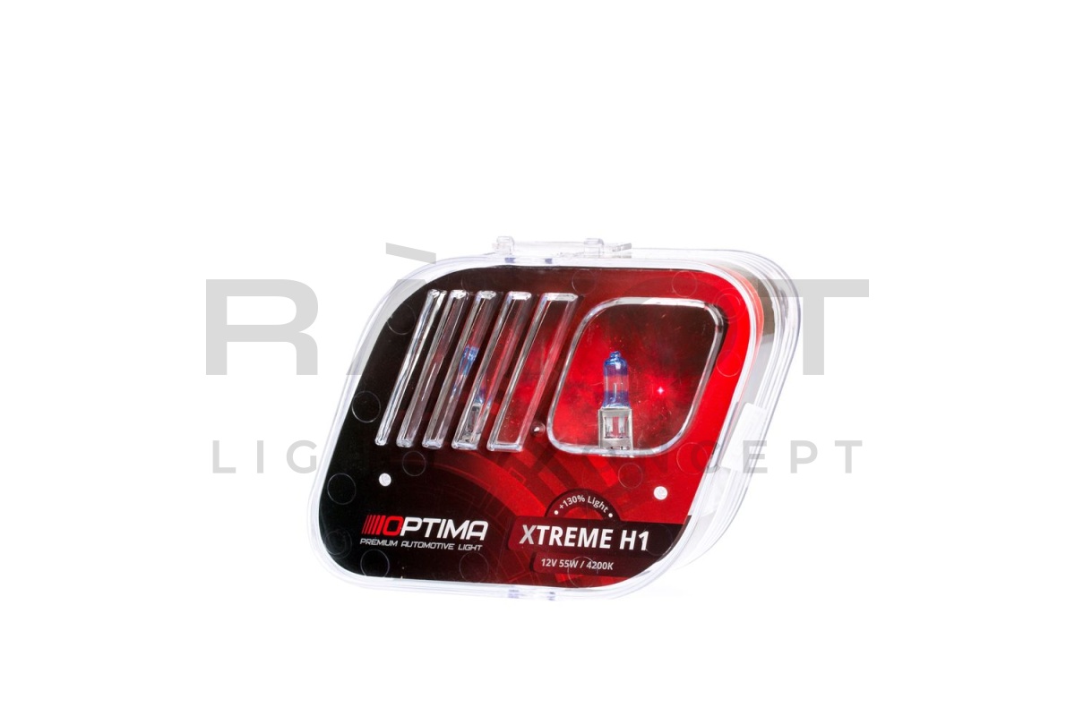 Галогенные лампы Optima Xtreme H1 +130% light 4200K, 55W, 12V