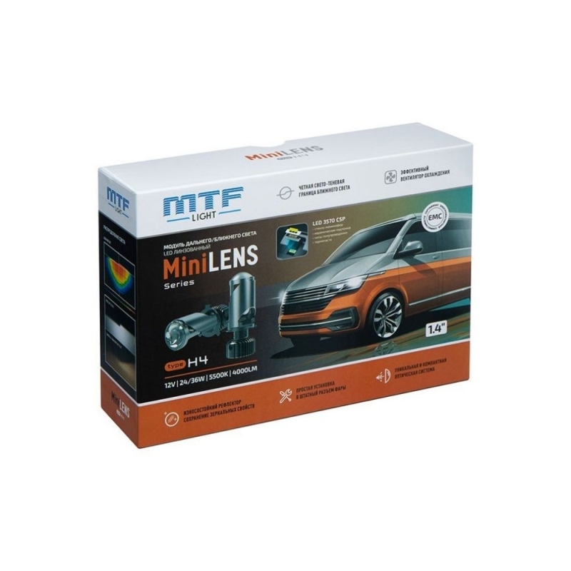 Светодиодные линзы MTF LIGHT серии MINILENS H4, 12V, 24/36W, 5500K, 4000lm, комплект. Светодиодные линзы MTF LIGHT серии MINILENS H4, 12V, 24/36W, 5500K, 4000lm, комплект.