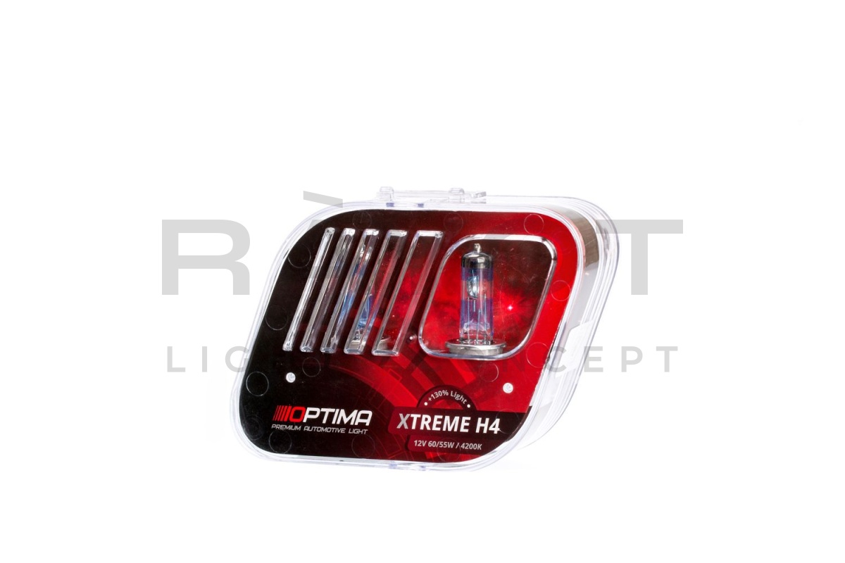 Галогенные лампы Optima Xtreme H4 +130% light 4200K, 12V, 60/55W