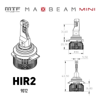Светодиодные лампы MTF Light MaxBeam Mini, HIR2 (9012), 6000K, 4500 лм, 45 Вт, комплект 2 шт.