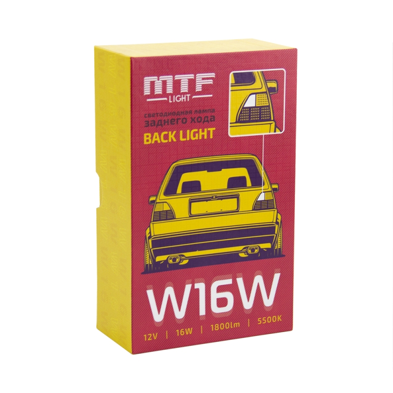Светодиодная лампа W16W, MTF BACK LIGHT, 12V, 16W, 5000K