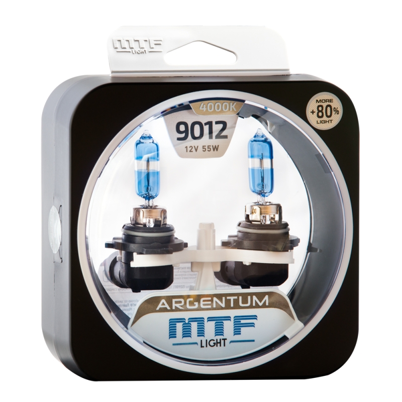 Галогенные автолампы MTF Light серия ARGENTUM +80% HIR2(9012), 12V, 55W, комп.
