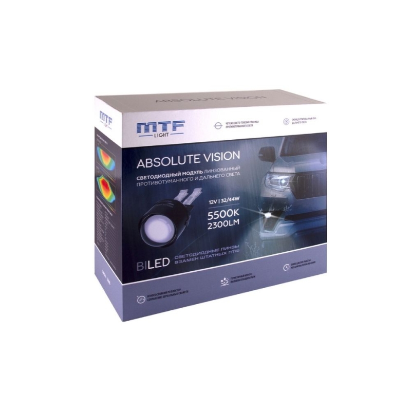 Светодиодные ПТФ линзы MTF Light серия ABSOLUTE VISION, 12В, птф/дал 32/44Вт, 5500К, ТОЙОТА/ЛЕКСУС, 2шт. Светодиодные ПТФ линзы MTF Light серия ABSOLUTE VISION, 12В, птф/дал 32/44Вт, 5500К, ТОЙОТА/ЛЕКСУС, 2шт.