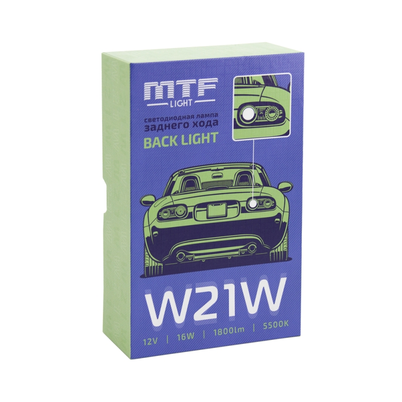 Светодиодная лампа W21W, MTF  BACK LIGHT,  12V, 16W, 5000K