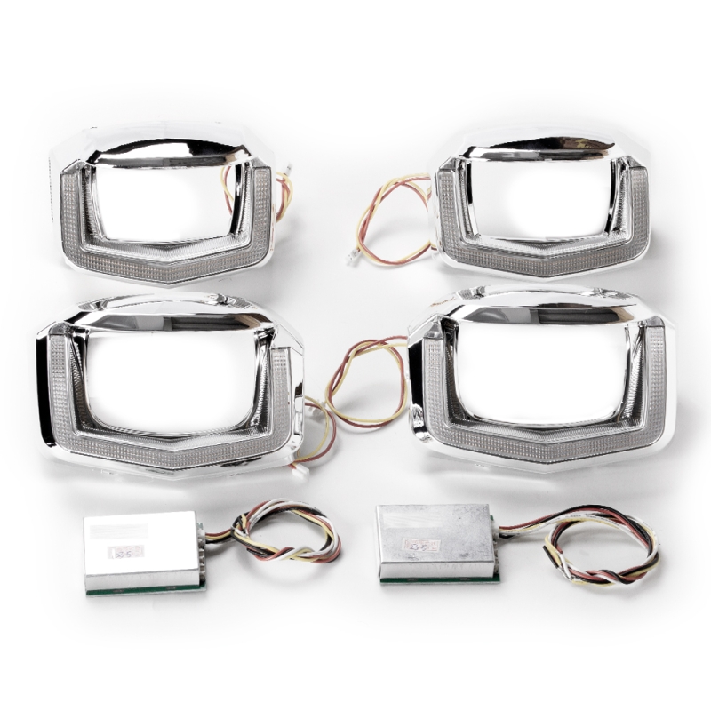 Установочный комплект MTF Light для Bi-LED линз — VW Tiguan 2017, двойная U-форма, белая и жёлтая подсветка, комплект