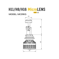 Светодиодные Лампы / линзы H11 / H8 / H16 MTF Light MicroLENS 12/24 В, 55 Вт, 6000 К, 4000 лм, комплект H11 (H8, H16)