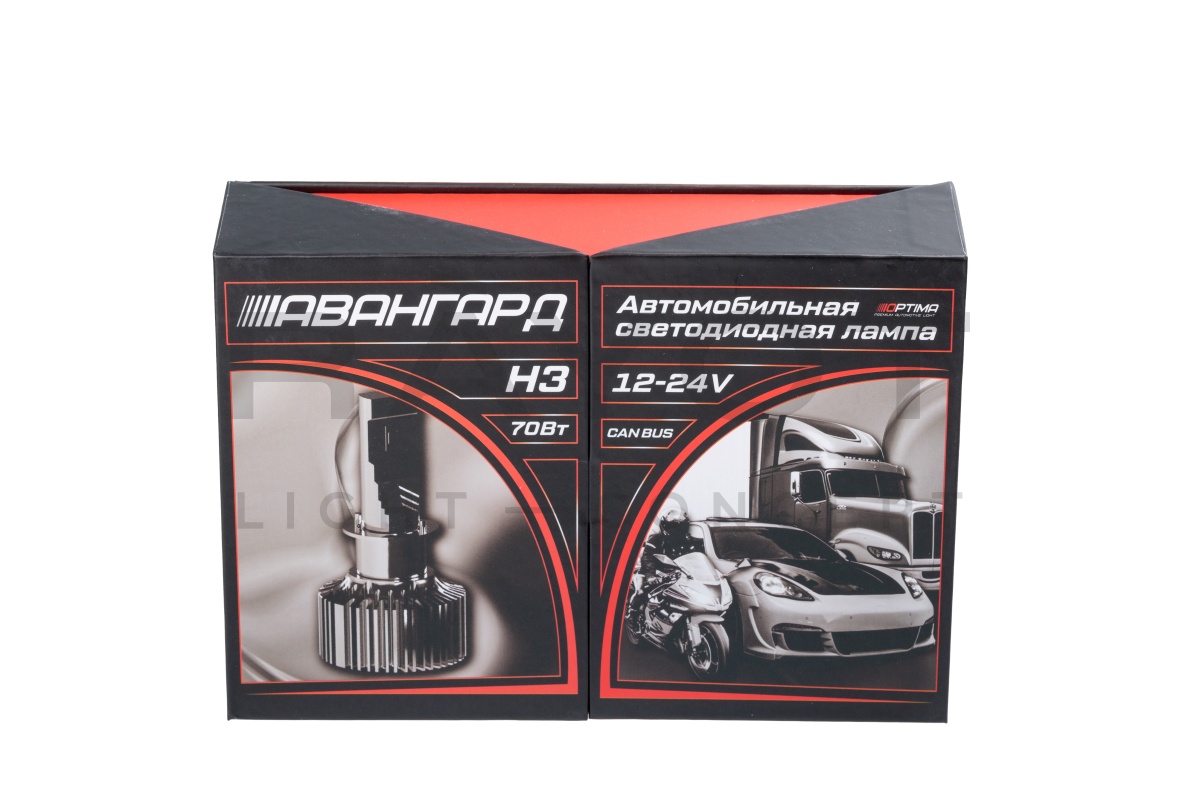 Светодиодные лампы Optima LED АВАНГАРД H3, 70W, 12-24V, 5500K, 6800lm, комплект 2 шт.