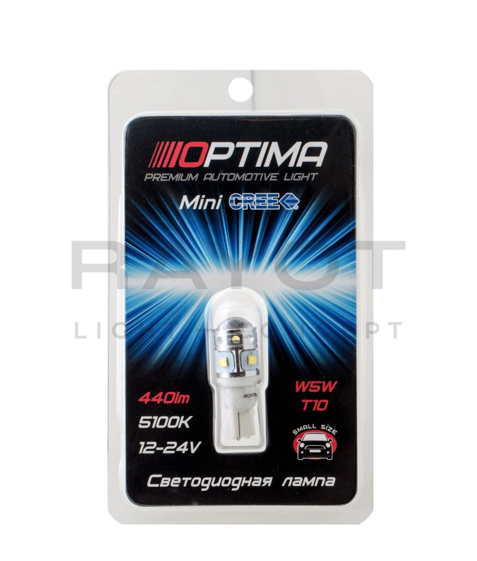 Светодиодная лампа Optima MINICREE W5W, 5500K (Белый) 30W, 1 шт.