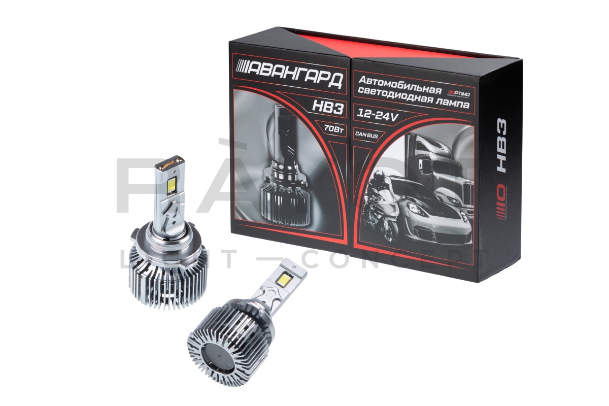 Светодиодные лампы Optima LED АВАНГАРД HB3, 70W, 12-24V, 5500K, 6800lm, комплект 2 шт.