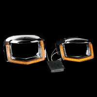 Установочный комплект MTF Light для Bi-LED линз — VW Tiguan 2017, двойная U-форма, белая и жёлтая подсветка, комплект