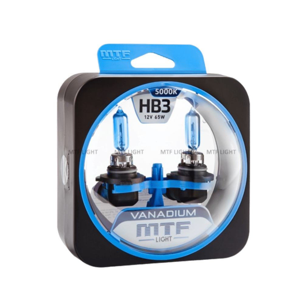 Галогенные лампы MTF Light VANADIUM — 12В, 55Вт, усиленный белый свет, комплект HB3 x VANADIUM 5000K
