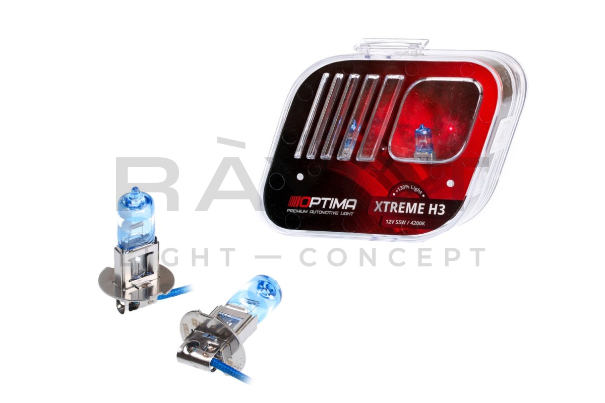 Галогенные лампы Optima Xtreme H3 +130% light 4200K, 12V, 55W