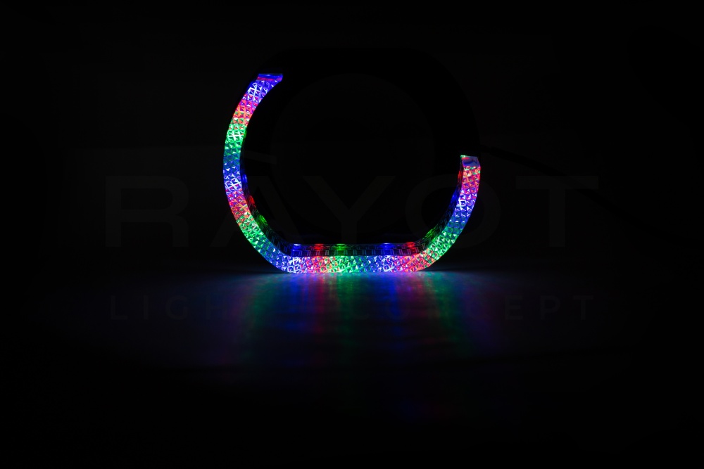 Ангельские глазки 3D на линзу 3,0", форма L, диаметр 80/121мм, цвет RGB, комплект 2 шт.