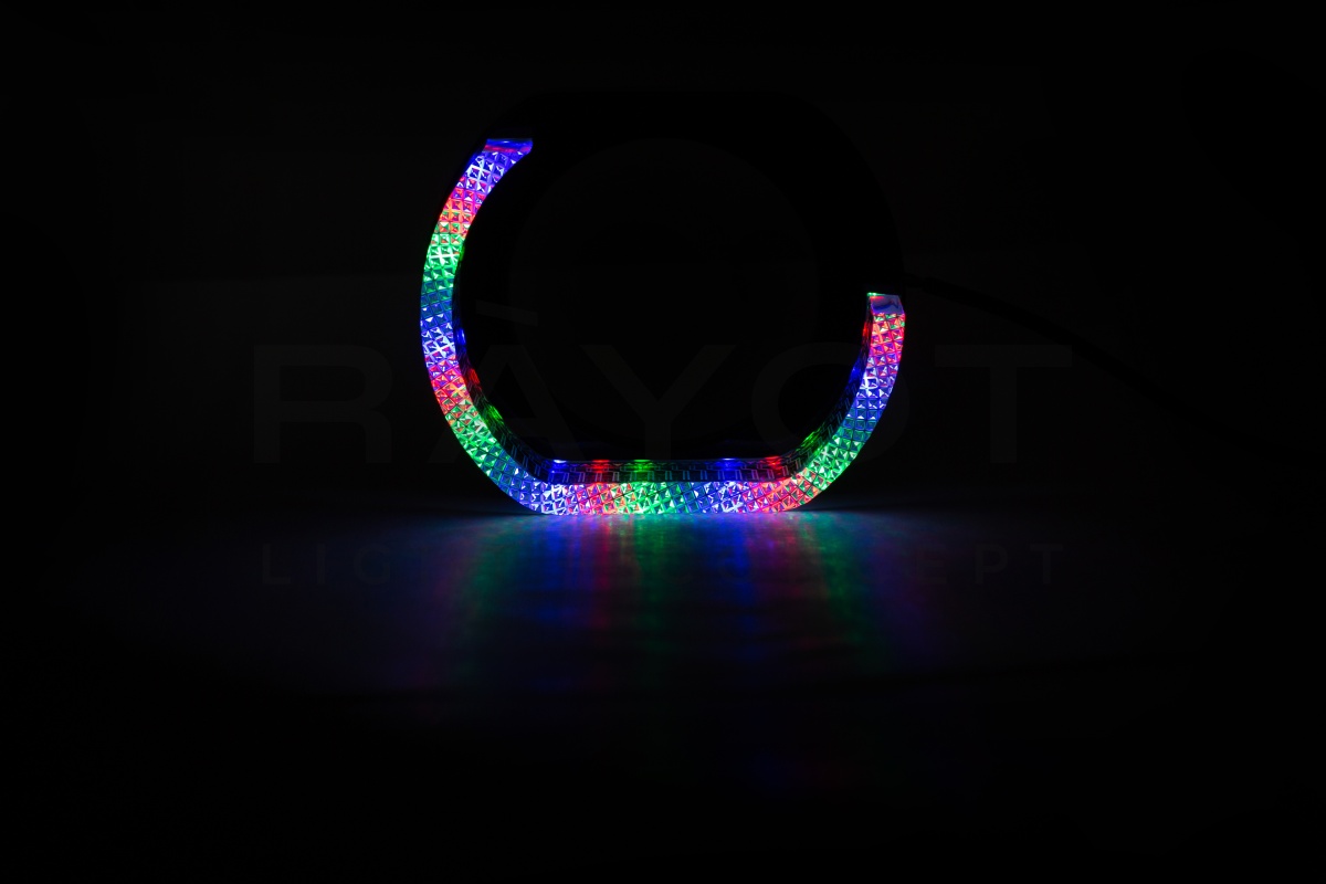 Ангельские глазки 3D на линзу 3,0", форма L, диаметр 80/121мм, цвет RGB, комплект 2 шт.