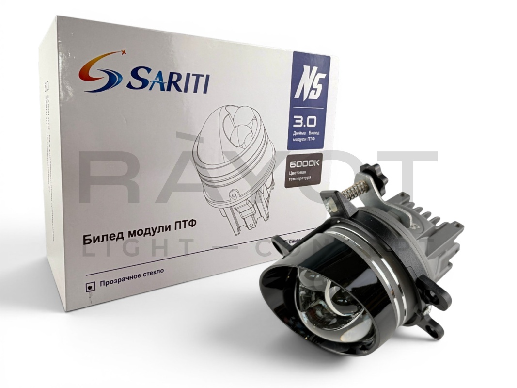 Светодиодные би-линзы в ПТФ SARITI N5, 3", 12V, 45/76W, 6000K (Крепл. toyota)