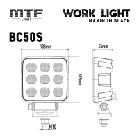 Светодиодный прожектор MTF Light MAXIMUM BLACK — 50W, 12–36V, 5000 lm, квадратный, ECE R10