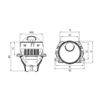 Модули MTF Light лазерно-диодные Bi-LED серия LASER JET Compact, 12В, 36/55Вт, 6000К, 3", 2шт.
