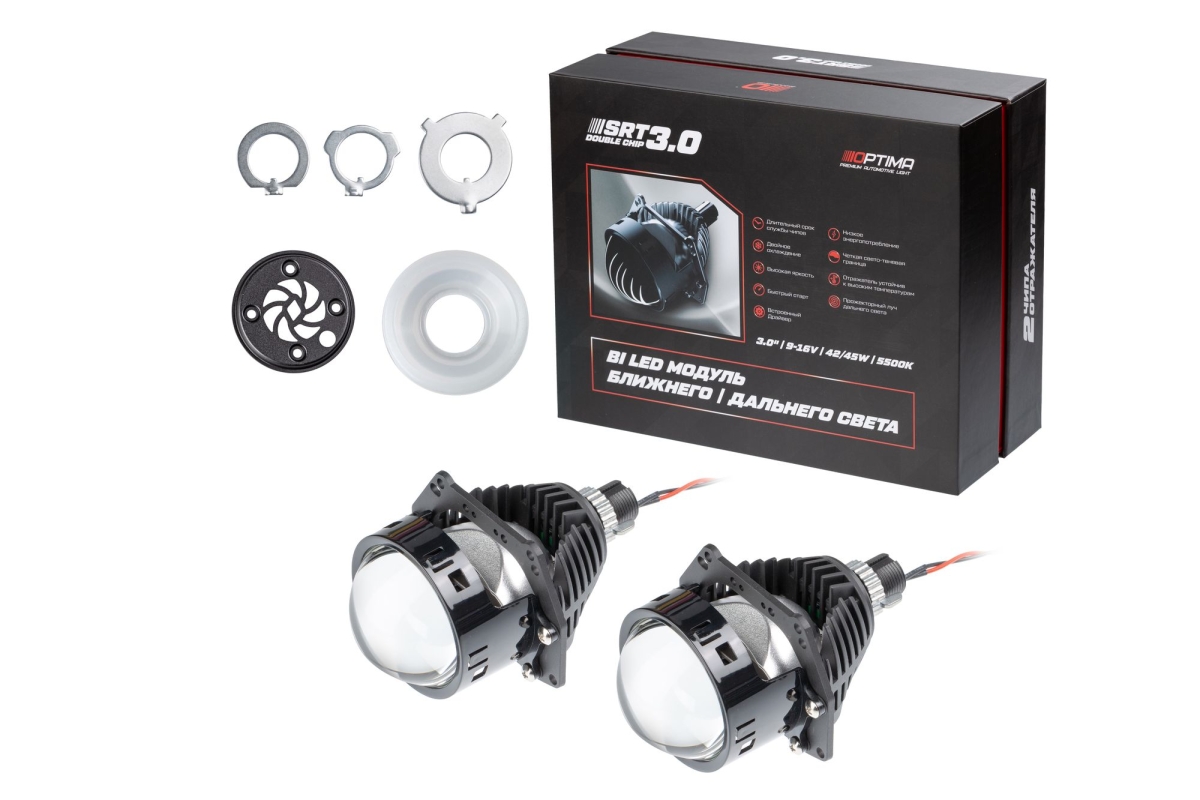 Светодиодная линза Optima Premium Bi-LED Lens SRT Double Chip 3.0"