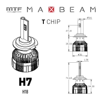 Светодиодные лампы MTF Light MaxBeam, H7, 6000K, 5000 лм, 55 Вт, комплект 2 шт.