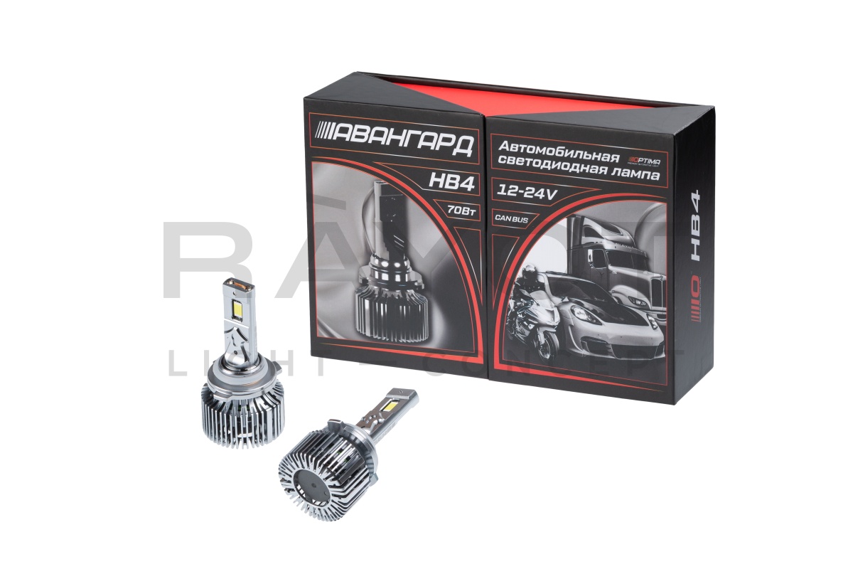 Светодиодные лампы Optima LED АВАНГАРД HB4, 70W, 12-24V, 5500K, 6800lm, комплект 2 шт.