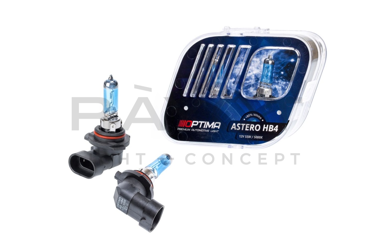 Галогенные лампы Optima Astero HB4 +80% White 5000K, 12V, 55W