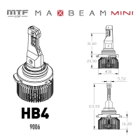 Светодиодные лампы MTF Light MaxBeam Mini, HB4 (9006), 6000K, 4500 лм, 45 Вт, комплект 2 шт.