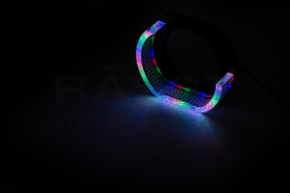 Ангельские глазки 3D на линзу 3,0", форма L, диаметр 80/121мм, цвет RGB, комплект 2 шт.
