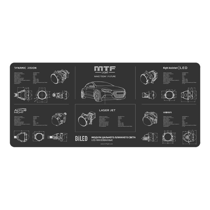 Коврик MTF Light BiLED — мягкий, чёрный, 90×40 см, шт.