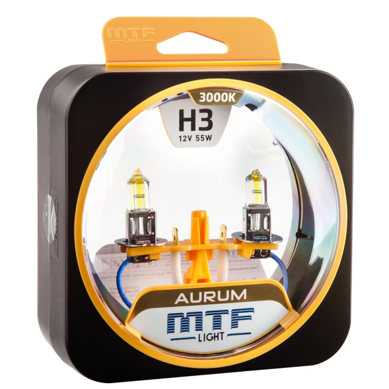 Галогенные автолампы MTF Light серия AURUM H3, 12V, 55W, компл.