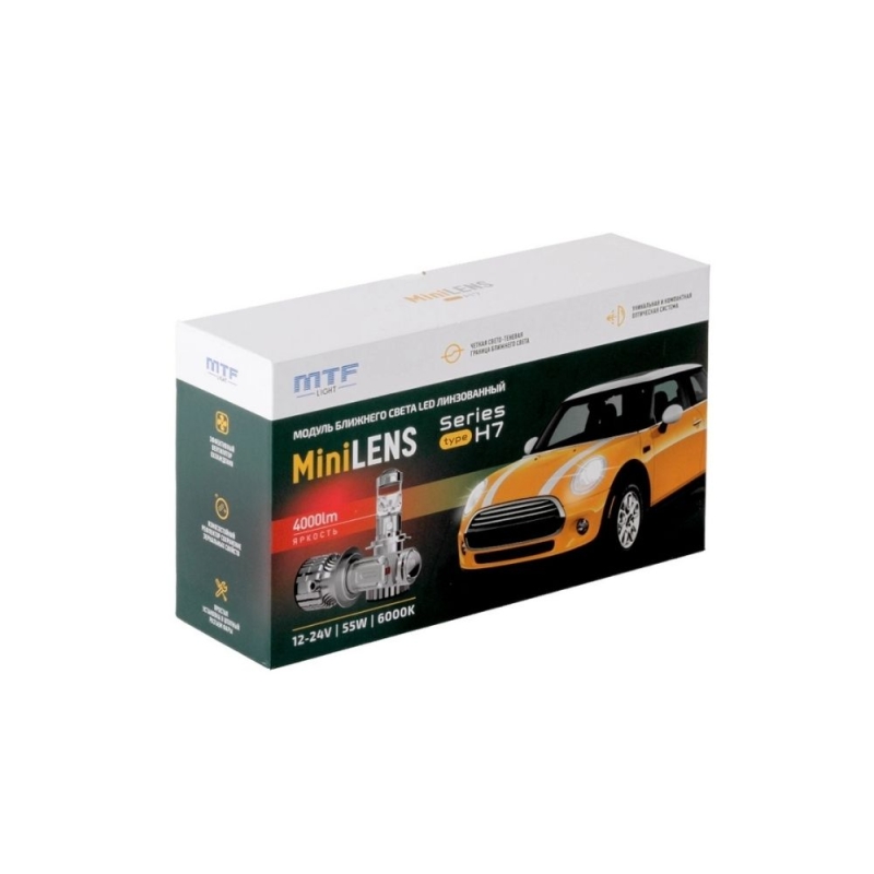 Светодиодные линзы MTF LIGHT серии MiniLENS H7, 12/24V, 55W, 6000K, 4000LM, к-т., компл Светодиодные линзы MTF LIGHT серии MiniLENS H7, 12/24V, 55W, 6000K, 4000LM, к-т., компл