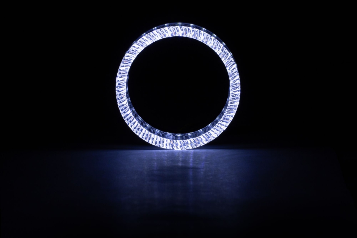 Ангельские глазки на линзу 3,0" белый+жёлтый, форма круглая