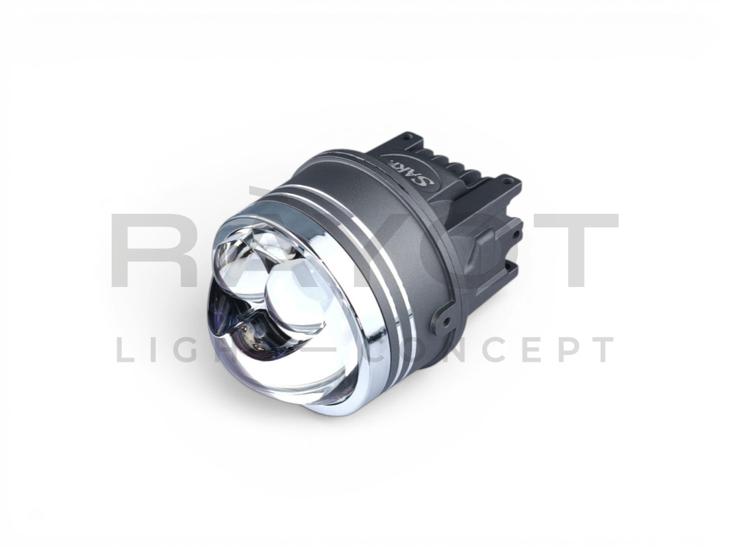 Светодиодные би-линзы в ПТФ SARITI N5, 3", 12V, 45/76W, 6000K (Крепл. универс.) синее стекло
