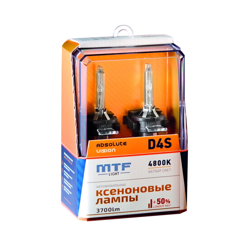 Ксеноновые лампы MTF Light ABSOLUTE VISION +50% — 85В, 35Вт, 4800K, 3800 лм, комплект 2 шт. D4S x 4800k Ксеноновые лампы MTF Light ABSOLUTE VISION +50% — 85В, 35Вт, 4800K, 3800 лм, комплект 2 шт. D4S x 4800k