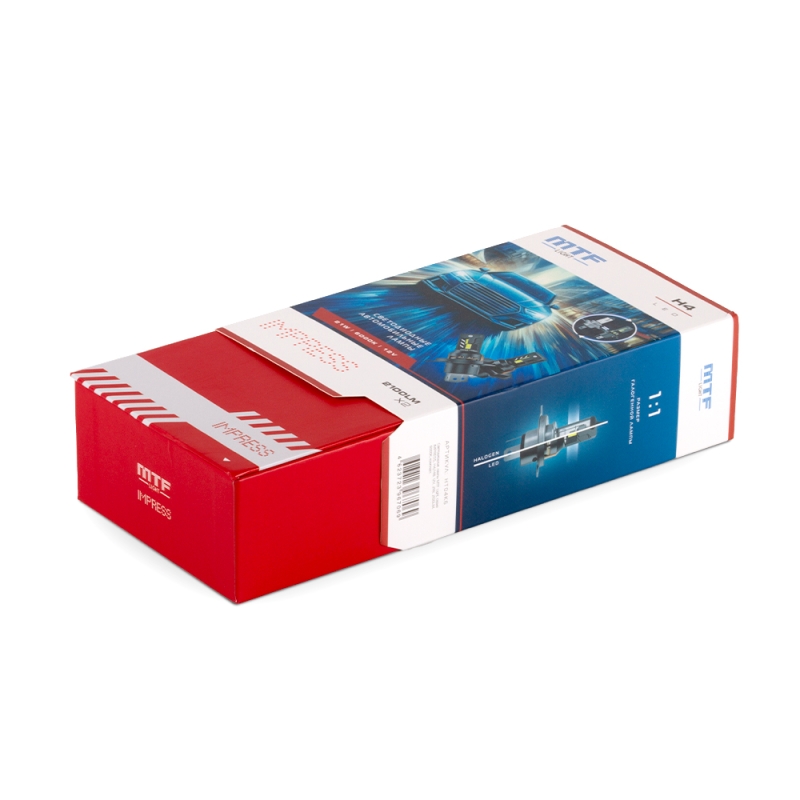 Светодиодные лампы MTF Light IMPRESS, H4, 6000K, 2100 лм, 21 Вт, штатный размер, комплект 2 шт. Светодиодные лампы MTF Light IMPRESS, H4, 6000K, 2100 лм, 21 Вт, штатный размер, комплект 2 шт.