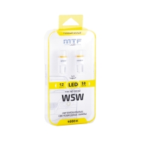 Светодиодная автолампа MTF Light, W5W/T10, 12V, 1W, 4000K (тёплый белый)