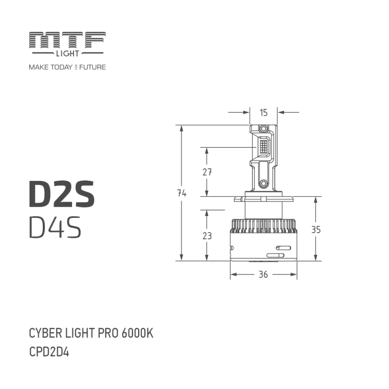 Светодиодные лампы D2S MTF Light CYBER LIGHT Pro 12V, 65W, 6500lm, 6000K Светодиодные лампы D2S MTF Light CYBER LIGHT Pro 12V, 65W, 6500lm, 6000K