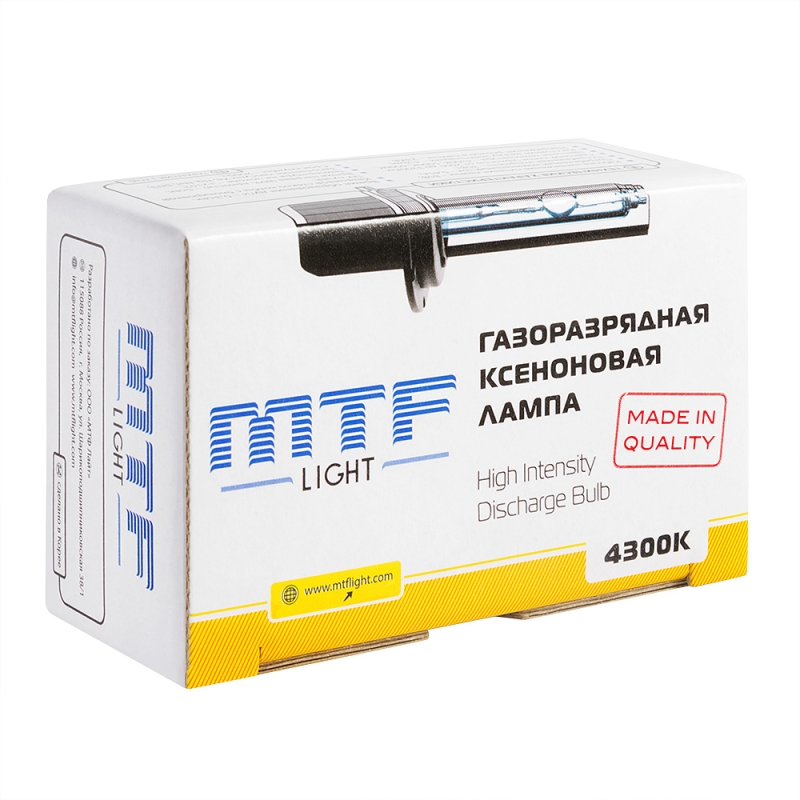 Ксенон лампа MTF Light 12В, 35Вт, 4300K / 5000K / 6000K 4300k x H27