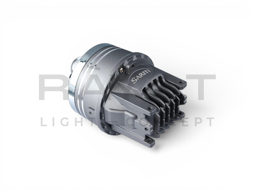 Светодиодные би-линзы в ПТФ SARITI N5, 3", 12V, 45/76W, 6000K (Крепл. универс.) синее стекло
