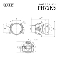 Светодиодные модули ближнего/дальнего света  MTF Light MAXBEAM 2.0 линзованные, бескорпусные, 12В, 65\72Вт, 5500К, 3 дюйма, комплект.