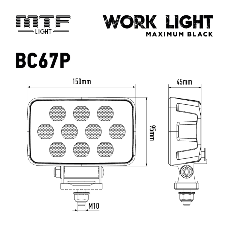Светодиодный прожектор MTF Light MAXIMUM BLACK — 60W, 12–36V, 7000 lm, прямоугольный, ECE R10 Светодиодный прожектор MTF Light MAXIMUM BLACK — 60W, 12–36V, 7000 lm, прямоугольный, ECE R10