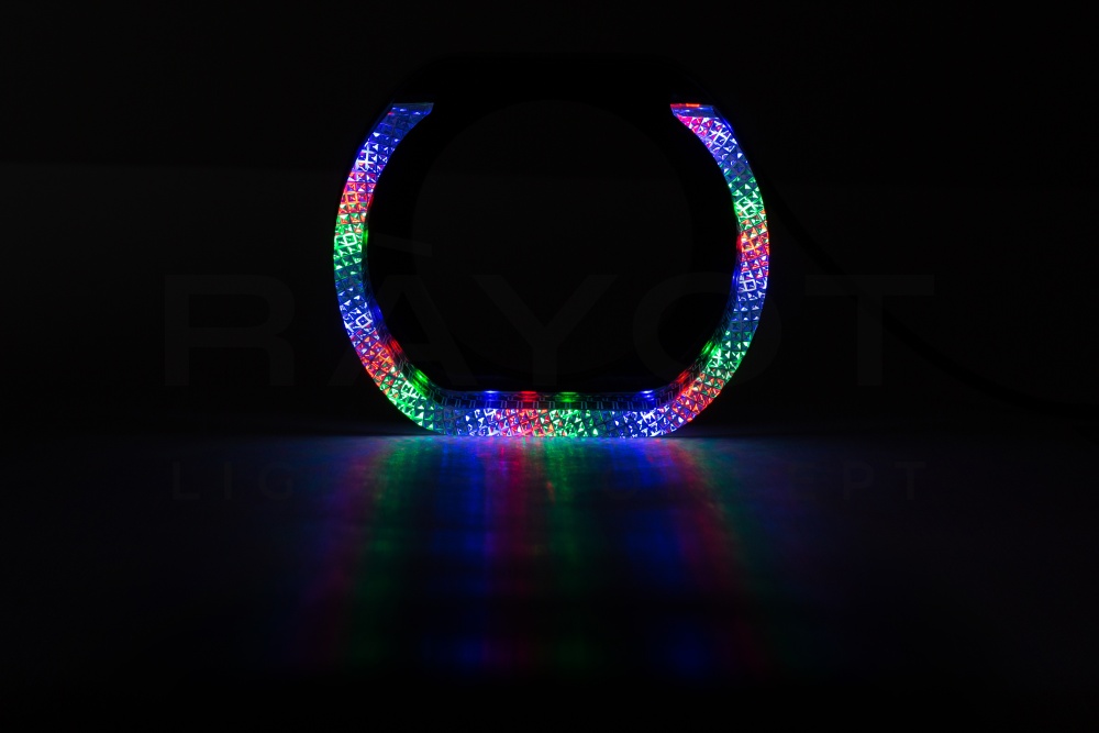 Ангельские глазки 3D на линзу 3,0", форма U, диаметр 80/121мм, цвет RGB, комплект 2 шт.