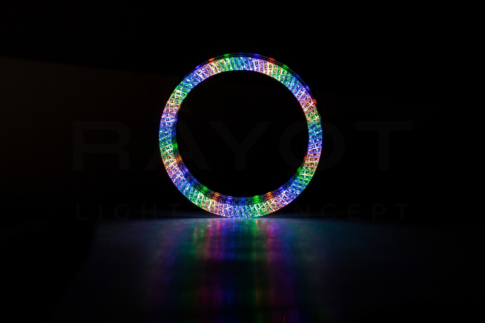 Ангельские глазки 3D на линзу 3,0", форма круглая, диаметр 80/98мм, цвет RGB, комплект 2 шт.