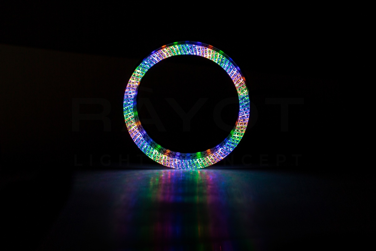 Ангельские глазки 3D на линзу 3,0", форма круглая, диаметр 80/98мм, цвет RGB, комплект 2 шт.