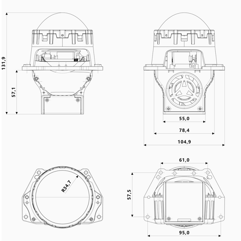 Светодиодные модули ближ./дальн. света MTF Light PRISMA, 12В, 70/80Вт, 5500К, 3 Светодиодные модули ближ./дальн. света MTF Light PRISMA, 12В, 70/80Вт, 5500К, 3", к-кт.