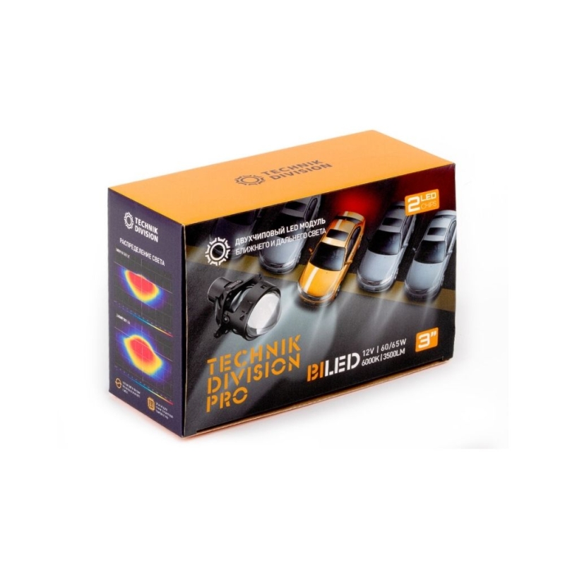 Светодиодные BiLED модули TECHNIK DIVISION серия PRO духчиповые 12В, 60/65Вт, 6000К, 3 Светодиодные BiLED модули TECHNIK DIVISION серия PRO духчиповые 12В, 60/65Вт, 6000К, 3", к-т.