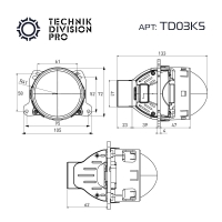 Светодиодные BiLED модули TECHNIK DIVISION серия PRO духчиповые 12В, 60/65Вт, 6000К, 3", к-т.