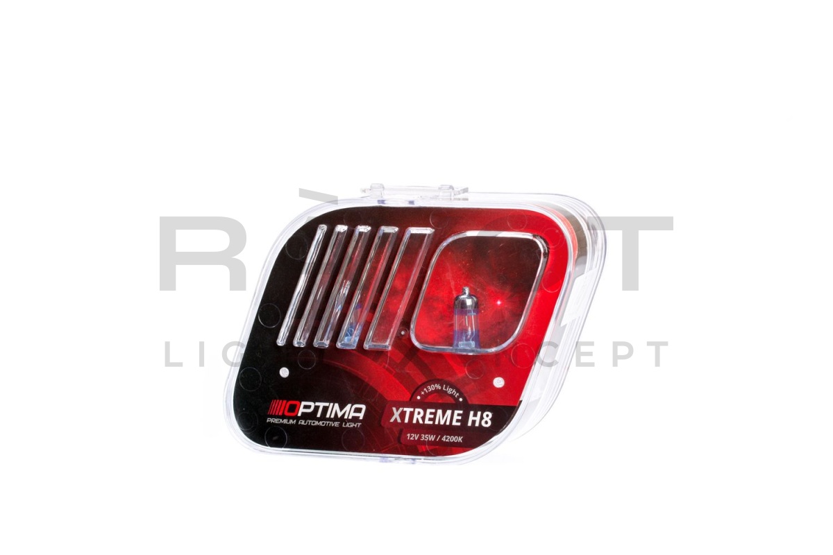 Галогенные лампы Optima Xtreme H8 +130% light 4200K, 12V, 35W